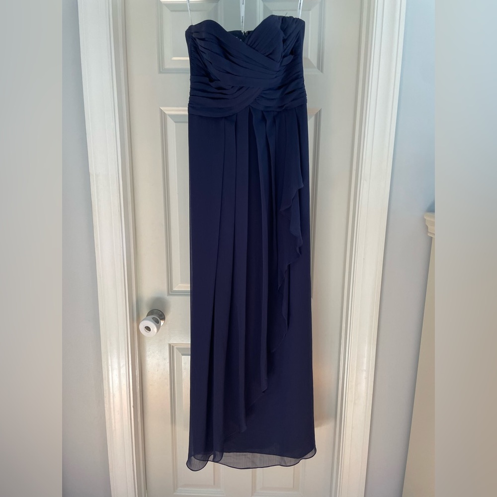 David’s Bridal Navy Blue strapless dress